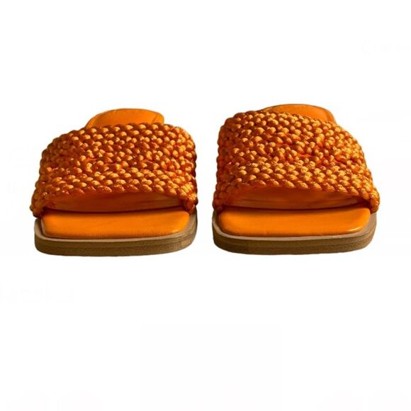 NEW Marc Fisher Jaxxon Square Toe Heeled Sandals Size 5.5 Orange Woven Strap - Picture 11 of 16